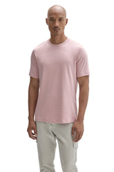 Vue de face du T-Shirt rose pâle à manches courtes avec ourlet droit et poitrine unie pour homme par Robert Barakett