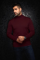 Chandail col roulé en laine mérino pour homme par Au Noir | ARKANES Cabernet | Machemise.ca, inventaire complet de la marque Au Noir