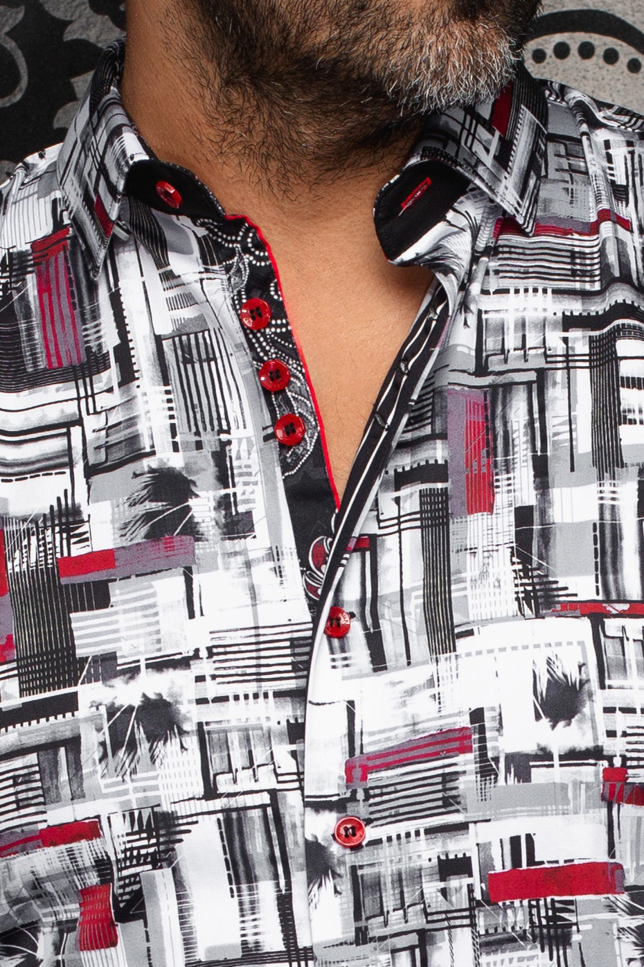 Chemise manches longues pour homme par Au Noir | BROOKLYN Blanc Rouge | Machemise.ca, inventaire complet de la marque Au Noir