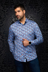 Chemise manches longues en Knit extensible pour homme par Au Noir | CLOUDSPIN Bleu Multi | Machemise.ca, inventaire complet de la marque Au Noir