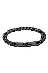 Bracelet chaîne noir isolé avec maillons gourmette et plaques gravées Au Noir pour homme