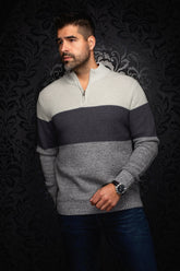 Chandail zip 1/4 en laine mérino pour homme par Au Noir | DALVIK Gris | Machemise.ca, inventaire complet de la marque Au Noir