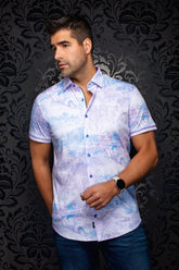 Chemise manches courtes en Knit extensible pour homme par Au Noir | GAVELSTON (SS) Rose | Machemise.ca, inventaire complet de la marque Au Noir
