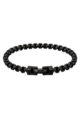 Bracelet noir à maillons entrelacés avec fermoir rectangulaire et logo Au Noir visible, vue produit pour homme