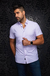 Chemise en nylon pour homme par Au Noir | NICK(SS) GEO Lavande | Machemise.ca, inventaire complet de la marque Au Noir