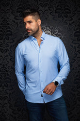 Chemise en nylon pour homme par Au Noir | NICOLAS GEO Bleu | Machemise.ca, inventaire complet de la marque Au Noir