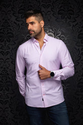 Chemise en nylon pour homme par Au Noir | NICOLAS STRP Rose | Machemise.ca, inventaire complet de la marque Au Noir