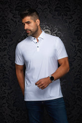 Polo en nylon pour homme par Au Noir | RAPHY (SS) NDL Blanc | Machemise.ca, inventaire complet de la marque Au Noir