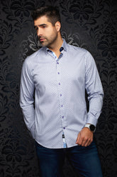 Chemise manches longues en coton extensible pour homme par Au Noir | SABAH Lavande | Machemise.ca, inventaire complet de la marque Au Noir