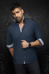 Chemise manches longues en Knit pour homme par Au Noir | STARSCREAM Marine | Machemise.ca, inventaire complet de la marque Au Noir
