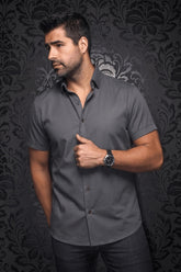 Chemise manches courtes en Knit pour homme par Au Noir | ALEX (SS) SLD Gris Foncé | Machemise.ca, inventaire complet de la marque Au Noir