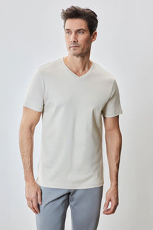 T-Shirt col en V pour homme par Robert Barakett | 23336V Georgia Ivoire | Machemise.ca, vêtements mode pour hommes