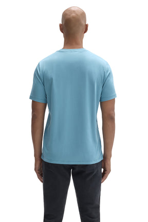 Robert Barakett men's light blue Short-sleeve T-Shirt with straight hem and crew neck, back view