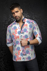 Chemise manches longues en Knit pour homme par Au Noir | ALBORI Blanc Multi | Machemise, inventaire complet de la marque Au Noir