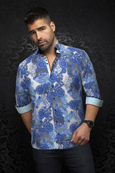 Chemise manches longues en Knit pour homme par Au Noir | ALBORI Blanc Bleu | Machemise.ca, inventaire complet de la marque Au Noir