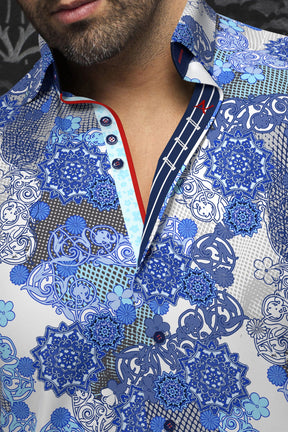 Knit long sleeve shirt for men by Au Noir | ALBORI White Blue | Menshirt.com, complete inventory of the Au Noir brand