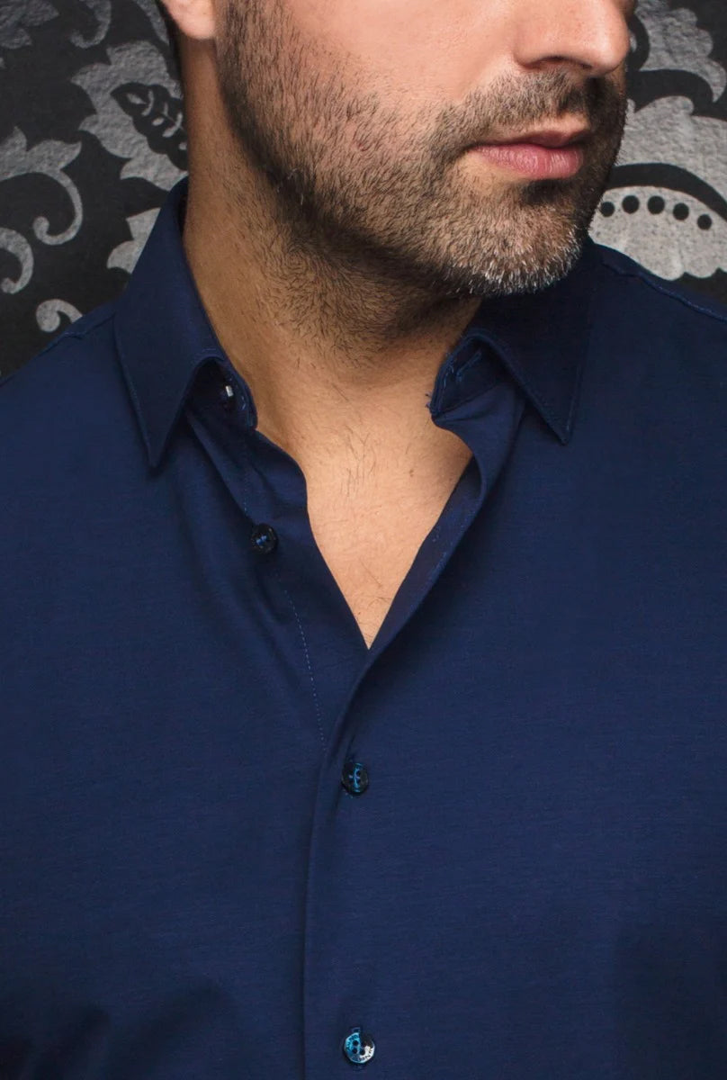 Knit short sleeve shirt for men by Au Noir | ALEX (SS) SLD Navy | Menshirt.com, complete inventory of the Au Noir brand