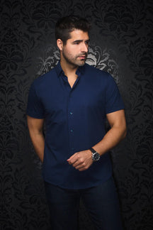 Knit short sleeve shirt for men by Au Noir | ALEX (SS) SLD Navy | Menshirt.com, complete inventory of the Au Noir brand
