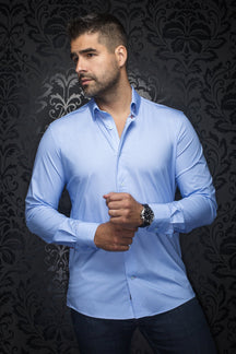 Chemise manches longues en Knit pour homme par Au Noir | ALEXANDER NDL Bleu Clair | Machemise, inventaire complet de la marque Au Noir