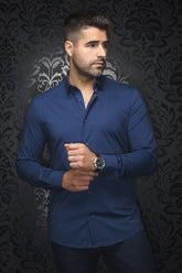 Chemise manches longues en Knit pour homme par Au Noir | ALEXANDER NDL Marine | Machemise, inventaire complet de la marque Au Noir