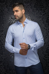 Chemise manches longues en Knit pour homme par Au Noir | ALEXANDER STAR Bleu | Machemise, inventaire complet de la marque Au Noir