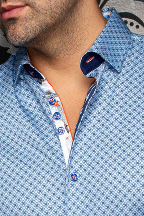 Chemise manches courtes en coton extensible pour homme par Au Noir | ALONA (SS) Bleu Pâle | Machemise.ca, inventaire complet de la marque Au Noir