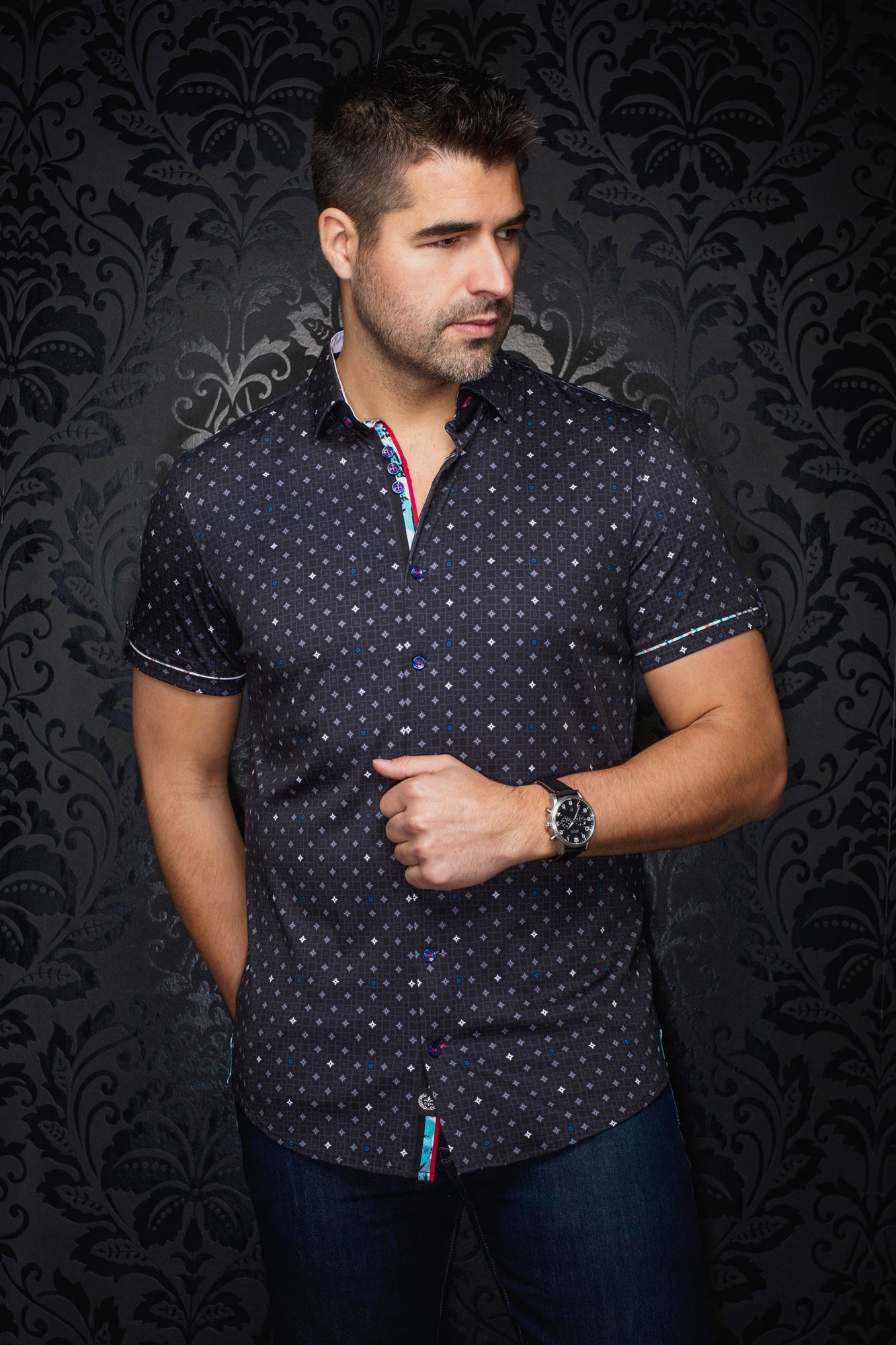 Chemise manches courtes en Knit pour homme par Au Noir | APOLLO(SS) Noir | Machemise, inventaire complet de la marque Au Noir