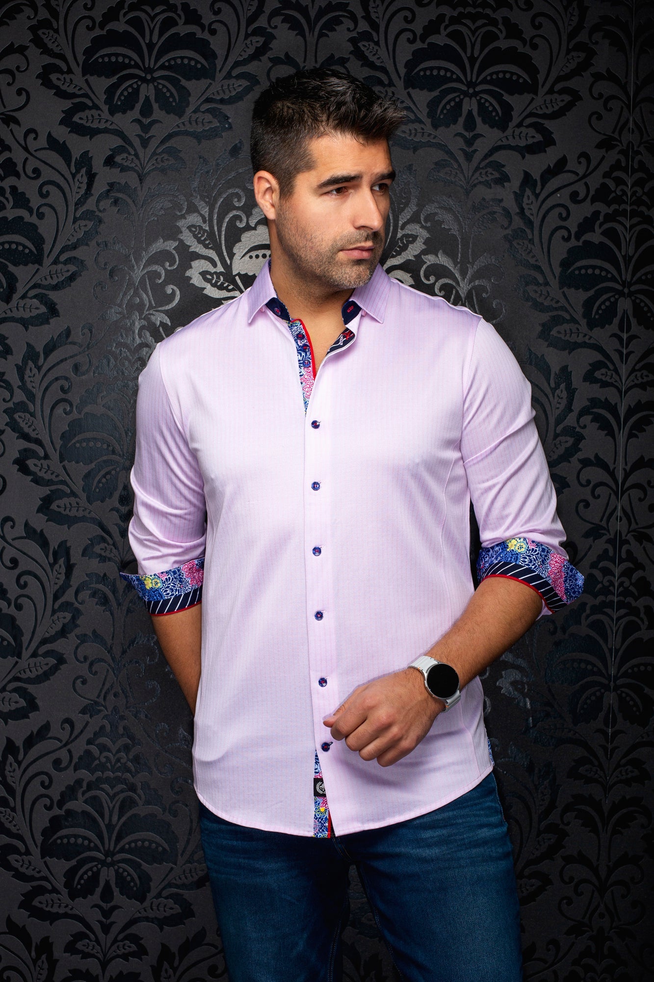 Chemise manches longues en Knit extensible pour homme par Au Noir | ARID Rose Pâle | Machemise.ca, inventaire complet de la marque Au Noir