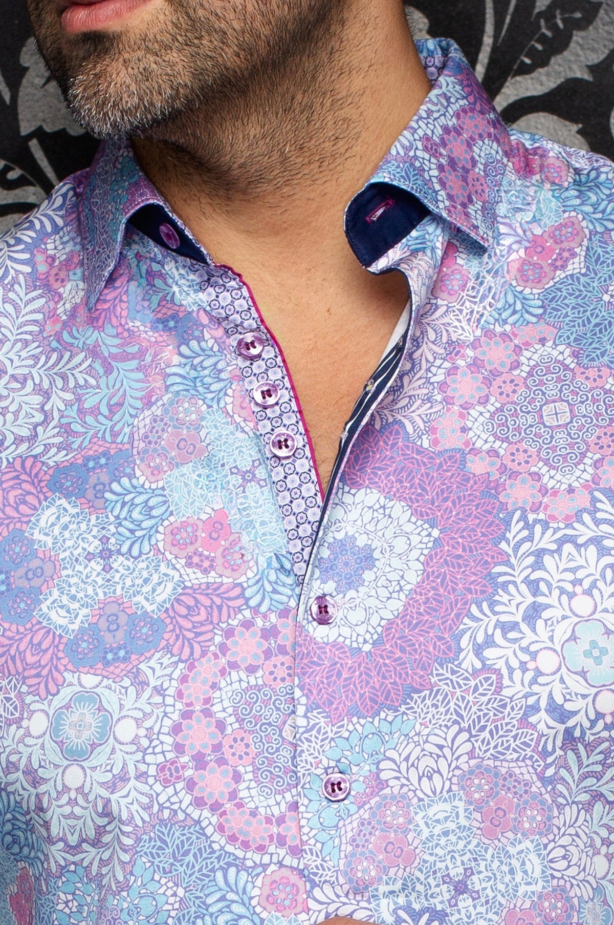 Chemise manches longues en coton extensible pour homme par Au Noir | ASHAR Rose | Machemise.ca, inventaire complet de la marque Au Noir