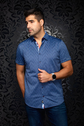 Chemise manches courtes en Knit extensible pour homme par Au Noir | ATACAMA (SS) Marine | Machemise.ca, inventaire complet de la marque Au Noir