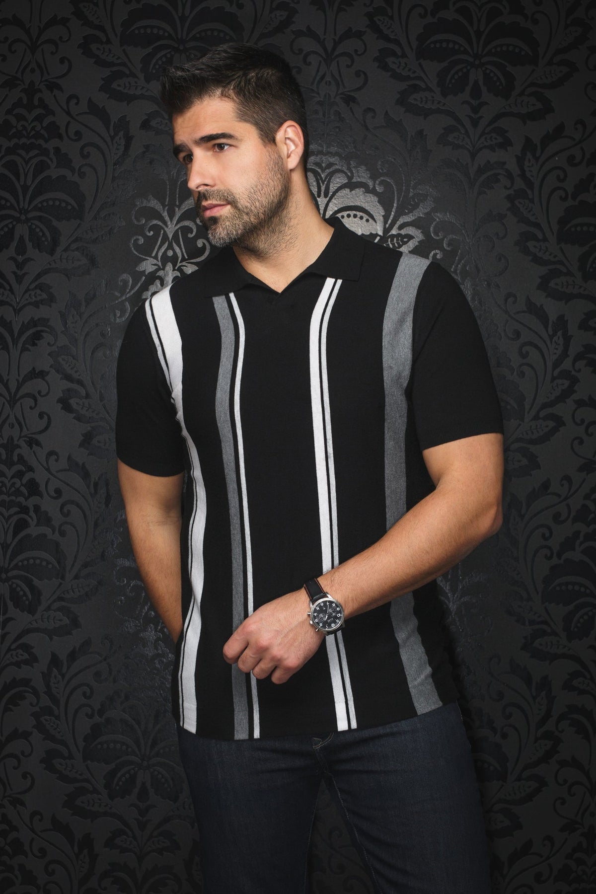 Polo en laine mérino pour homme par Au Noir | AVERY Noir | Machemise.ca, inventaire complet de la marque Au Noir