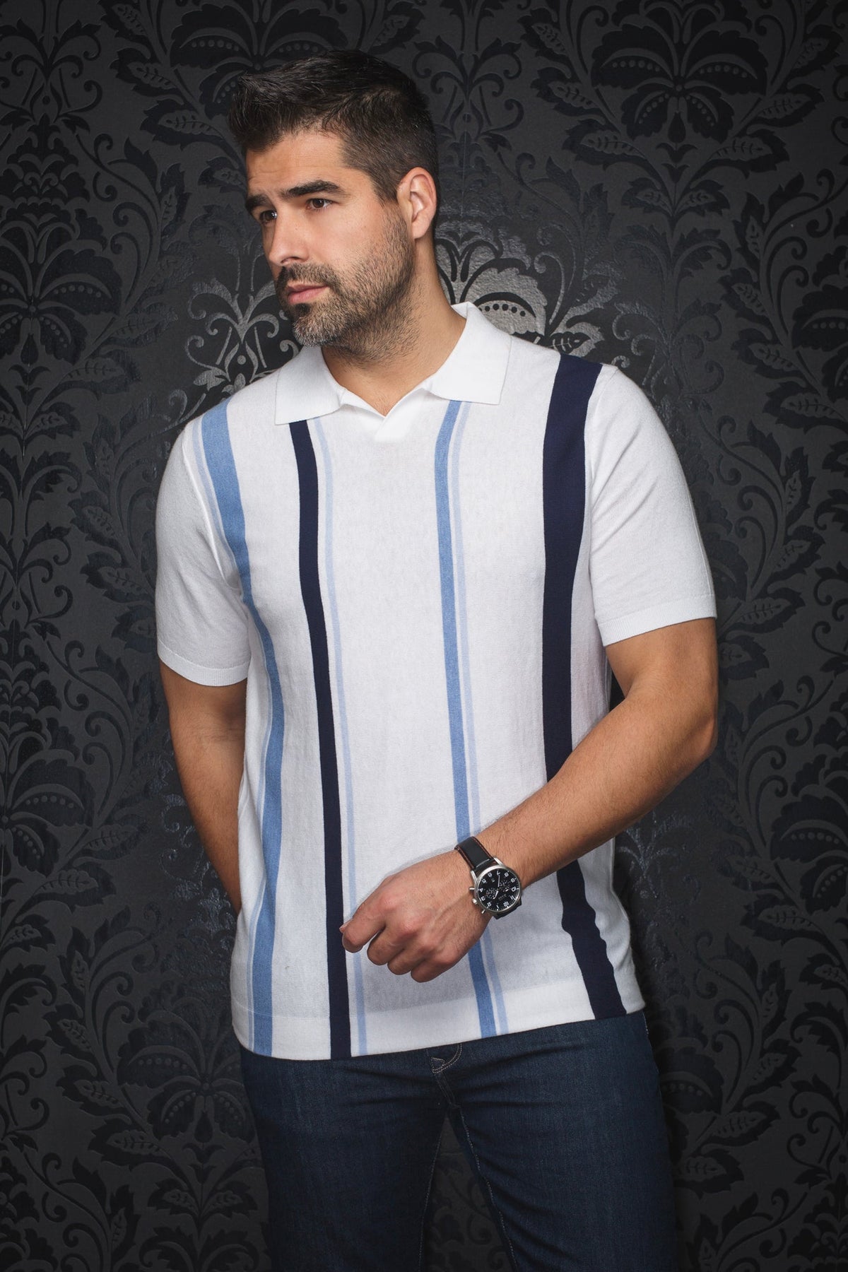 Polo en laine mérino pour homme par Au Noir | AVERY Blanc | Machemise.ca, inventaire complet de la marque Au Noir