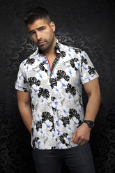 Chemise manches courtes pour homme par Au Noir | AXEL(SS) Blanc Noir | Machemise, inventaire complet de la marque Au Noir