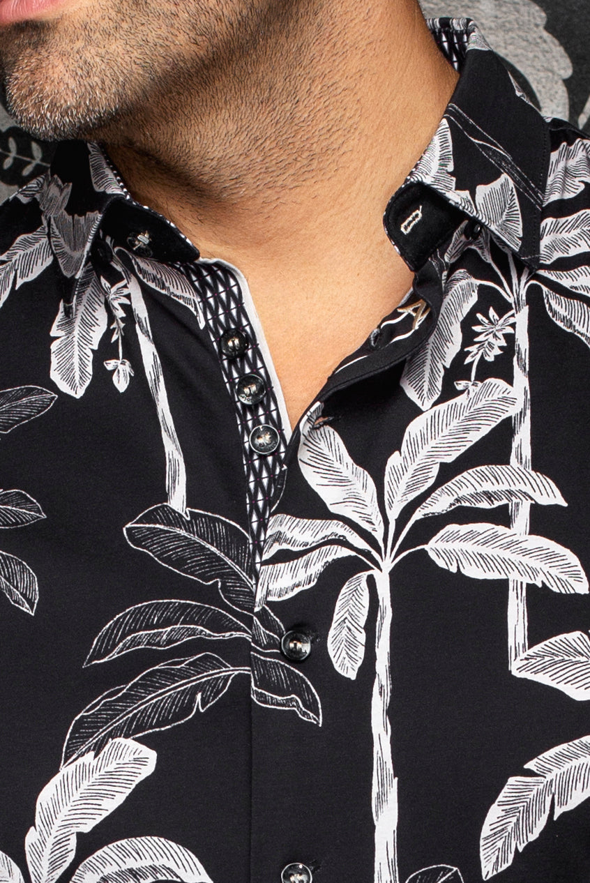 Chemise manches courtes en Knit extensible pour homme par Au Noir | AZURE (SS) Noir | Machemise.ca, inventaire complet de la marque Au Noir