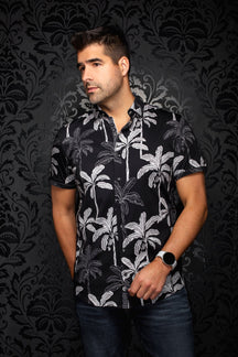 Chemise manches courtes en Knit extensible pour homme par Au Noir | AZURE (SS) Noir | Machemise.ca, inventaire complet de la marque Au Noir