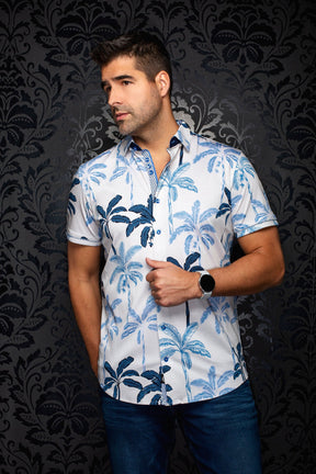 Chemise manches courtes en Knit extensible pour homme par Au Noir | AZURE (SS) Pierre | Machemise.ca, inventaire complet de la marque Au Noir