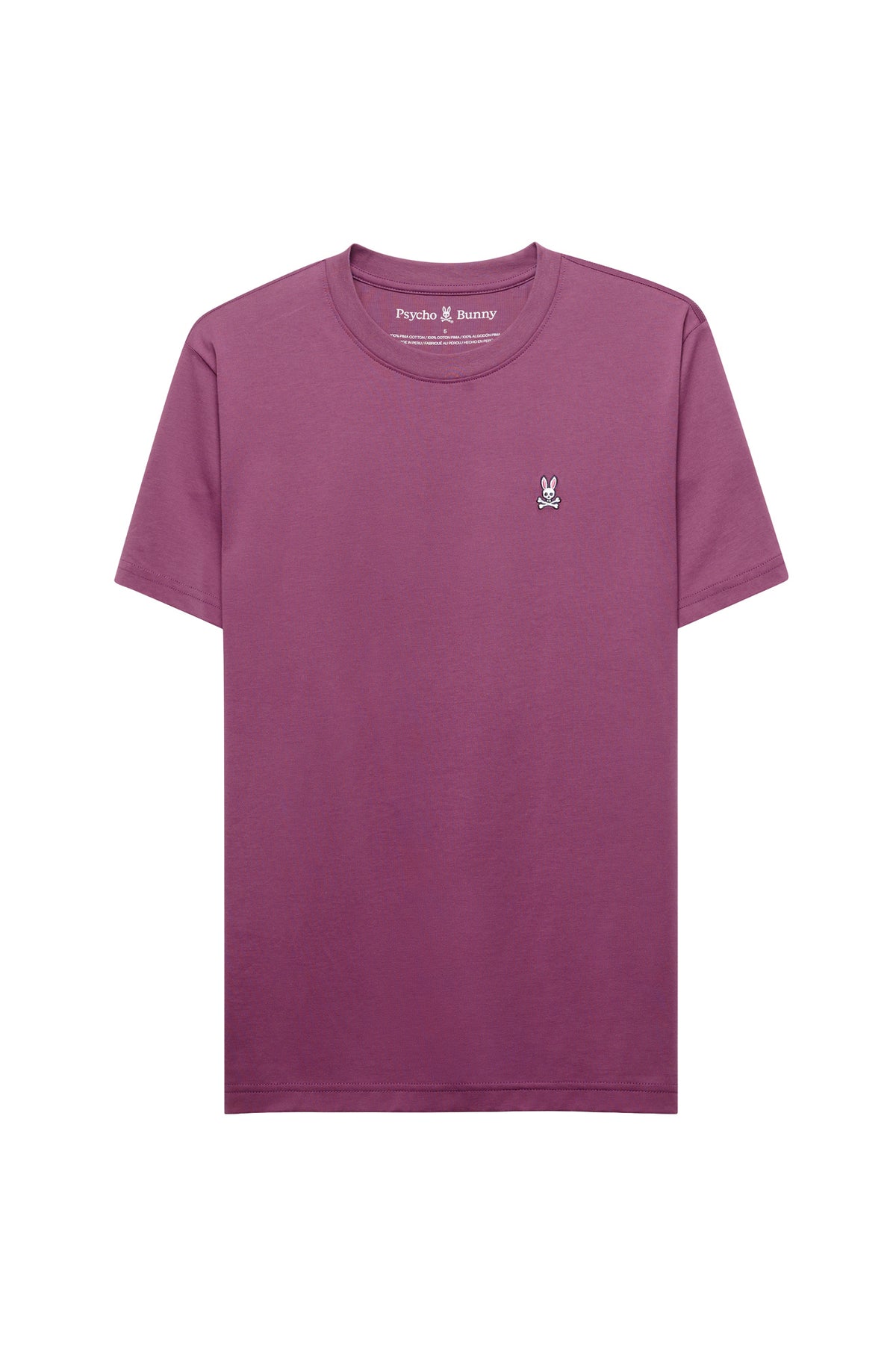 T-Shirt mauve violet à col rond, manches courtes et petit logo poitrine pour homme par Psycho Bunny, vue de face