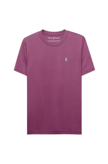 T-Shirt mauve violet à col rond, manches courtes et petit logo poitrine pour homme par Psycho Bunny, vue de face