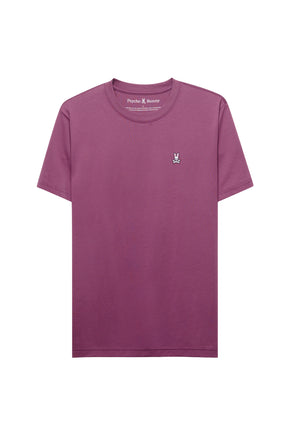 T-Shirt mauve violet à col rond, manches courtes et petit logo poitrine pour homme par Psycho Bunny, vue de face