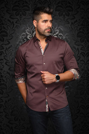 Chemise manches longues pour homme par Au Noir | BANGALORE Cabernet Tabac | Machemise, inventaire complet de la marque Au Noir