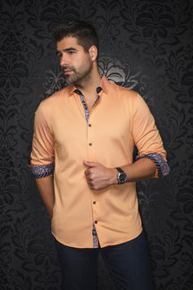 Chemise manches longues en Knit pour homme par Au Noir | BERNADO Orange | Machemise, inventaire complet de la marque Au Noir