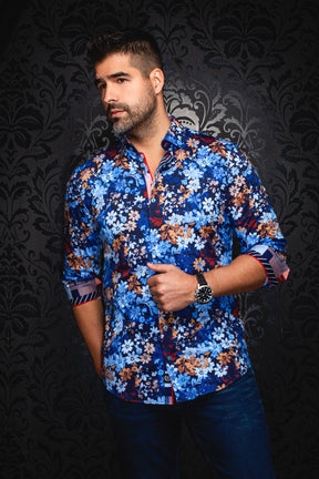 Knit long sleeve shirt for men by Au Noir | BITTERSWEET Navy | Menshirt, complete inventory of the Au Noir brand