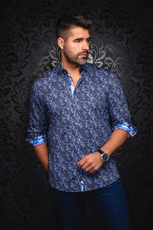 Chemise manches longues en Knit pour homme par Au Noir | BLOOM Noir Royal | Machemise.ca, inventaire complet de la marque Au Noir