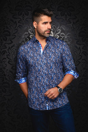 Chemise manches longues en Knit pour homme par Au Noir | BLOOM Noir Royal | Machemise.ca, inventaire complet de la marque Au Noir