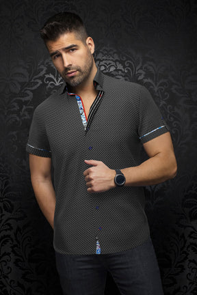 Short sleeve shirt for men by Au Noir | BOTERO(SS) Black | Menshirt.com, complete inventory of the Au Noir brand