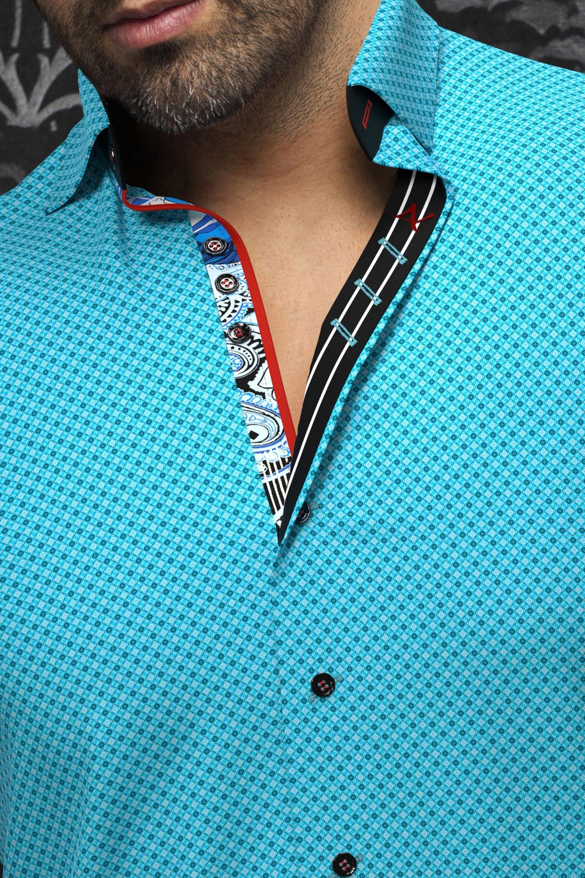 Short sleeve shirt for men by Au Noir | BOTERO(SS) Turquoise | Menshirt.com, complete inventory of the Au Noir brand
