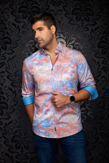 Chemise manches longues en Knit extensible pour homme par Au Noir | BREEZE Orange | Machemise.ca, inventaire complet de la marque Au Noir