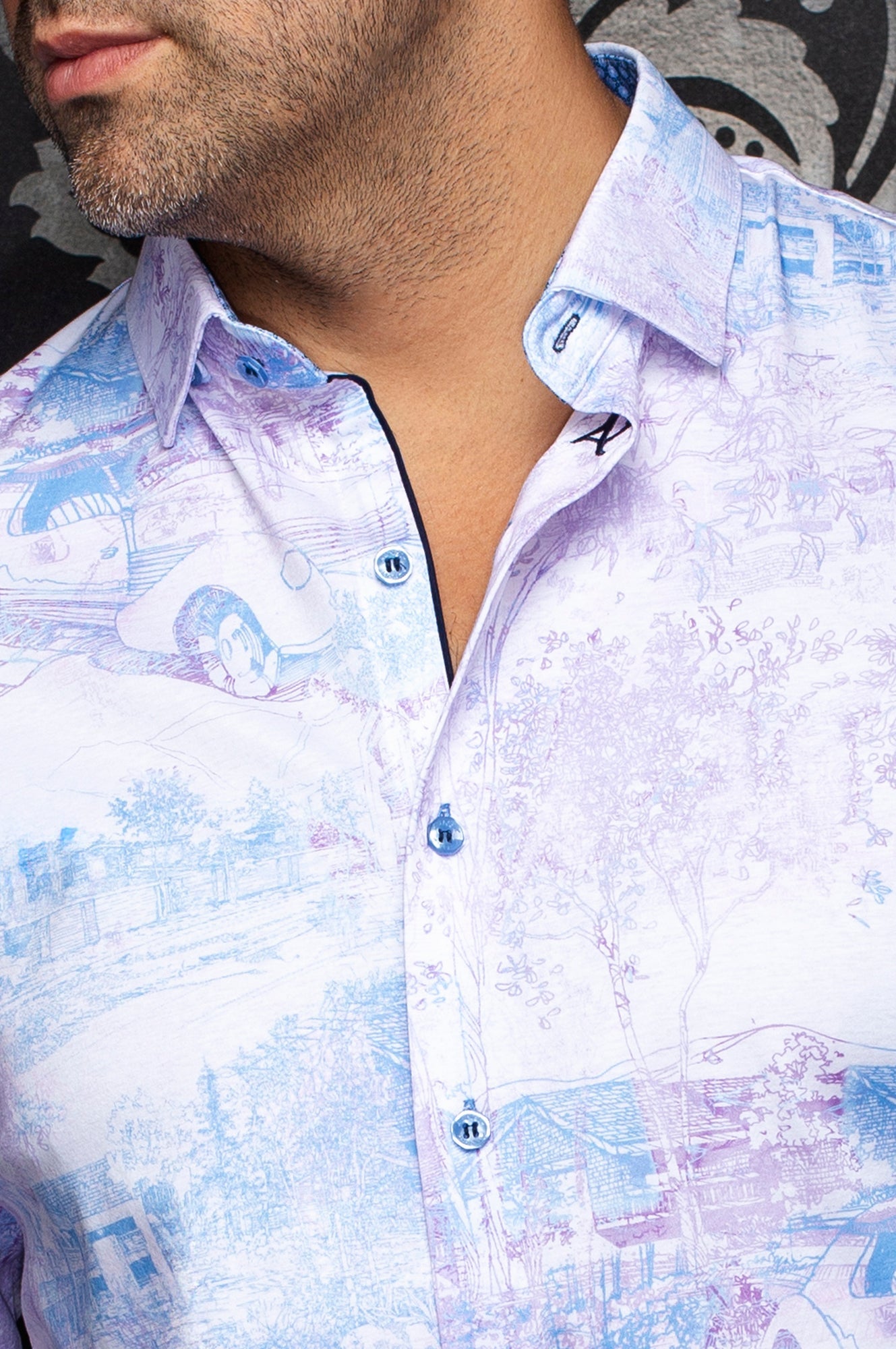 Chemise manches longues en Knit extensible pour homme par Au Noir | BREEZE Rose | Machemise.ca, inventaire complet de la marque Au Noir