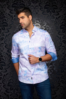 Chemise manches longues en Knit extensible pour homme par Au Noir | BREEZE Rose | Machemise.ca, inventaire complet de la marque Au Noir