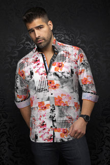 Chemise manches longues pour homme par Au Noir | BRENTANO Orange Rose | Machemise.ca, inventaire complet de la marque Au Noir